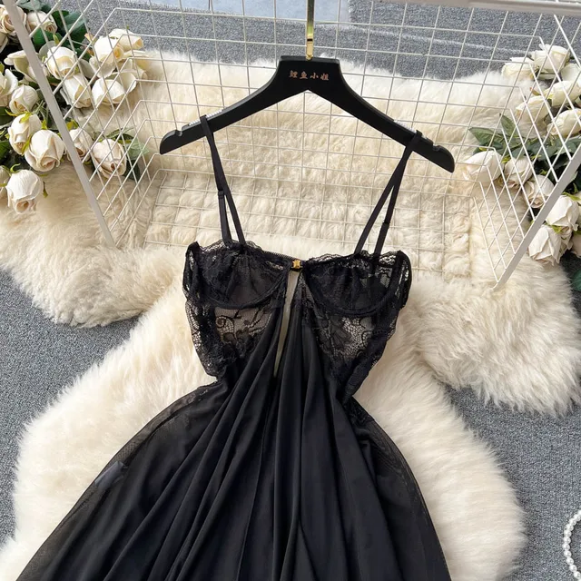 SINGREINY Sensual Sleepwear Porno Night Dress Women Mesh Spliced  