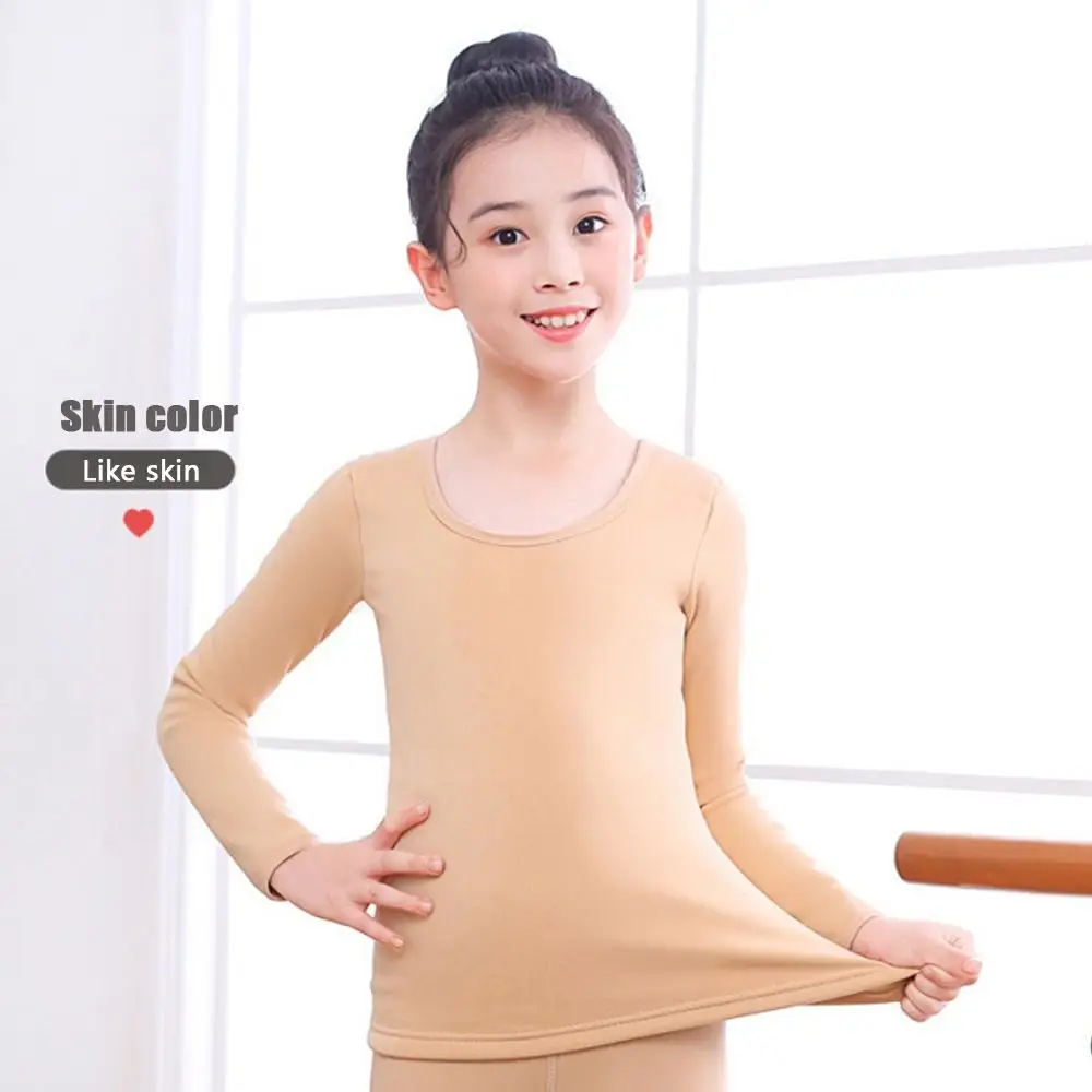 Modische Winter-Thermo-Unterwäsche-Sets Stretch-Fleece Ballett-Unterwäsche-Set Hautfarben Warme Tanzstrumpfhosen – Detail 11