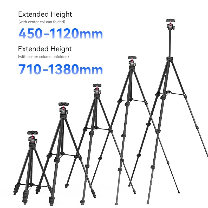 Ulanzi TT51 Portable Tripod Suit for Phone Digital Compact Camera with 360 Rotation Ballhead Phone Clamp Lightweight Tripod