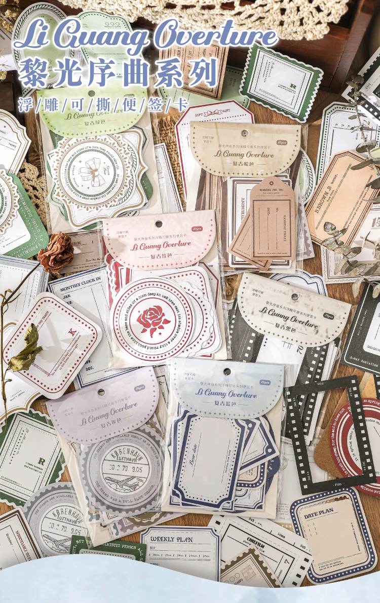 20 Stück Dekor Scrapbooking Vintage Label Materialien Papier Combo Kit DIY Junk Journal Collage Fotoalbum Retro Hintergrundpapier – Detail 1