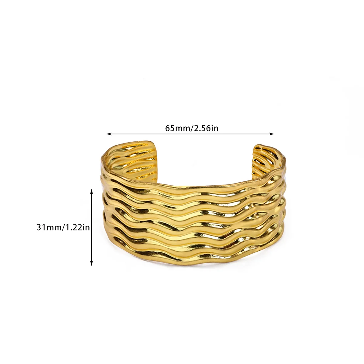Stainless Steel Wide Wave Cuff Bracelet For Women Christmas Jewelry