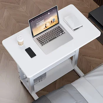 Multi story sliding computer desk with adjustable height storage rack suitable for bedrooms, student apartments, and studios