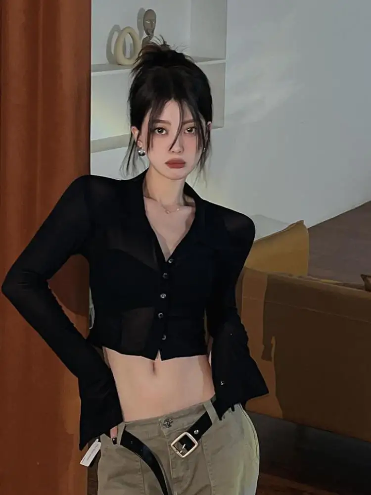 

Grunge Aesthetic T Shirt Women Skinny Mesh Tops Y2k Vintage Crop Tops Japanese Fairycore Tee Tops Summer Tshirts 2023