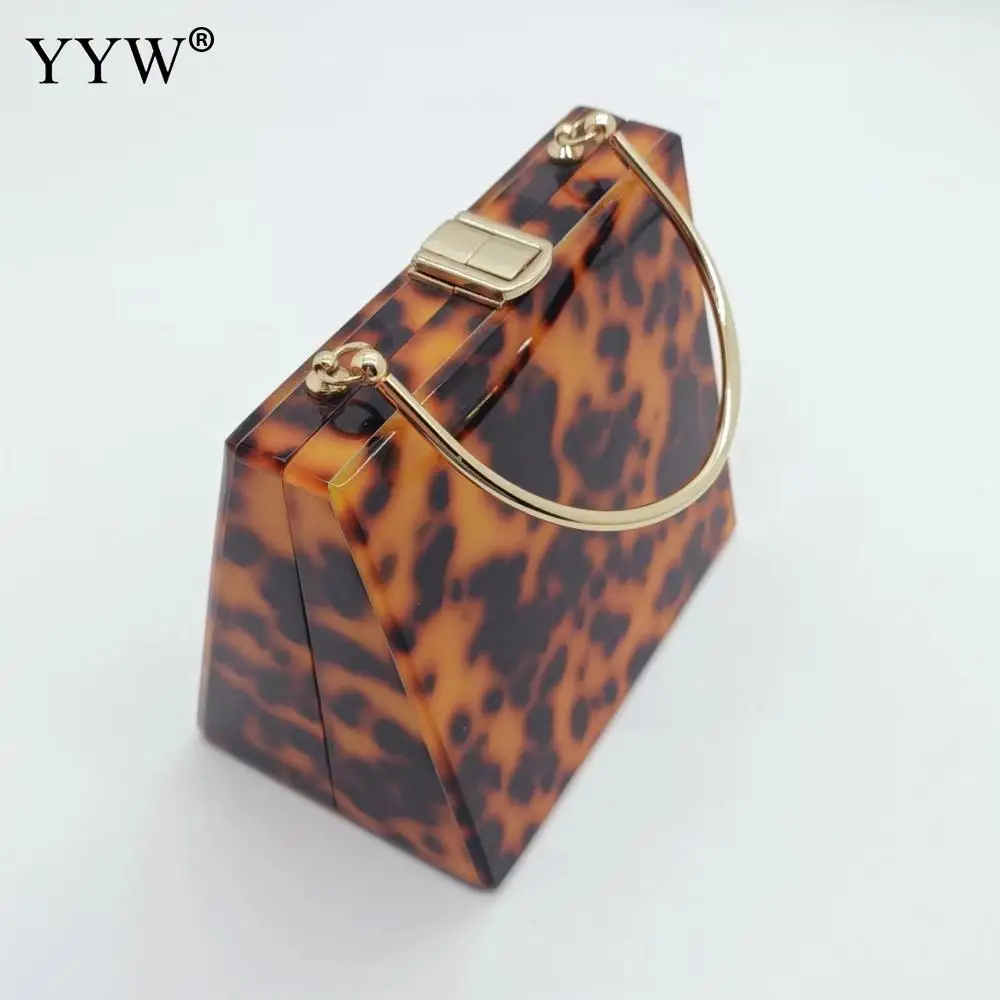 Luxury Leopard Women Evening Acrylic Clutch Bag Designer With Metal Bag Handle Lady Party Wedding Clutch Purse Wallets Chain Bag