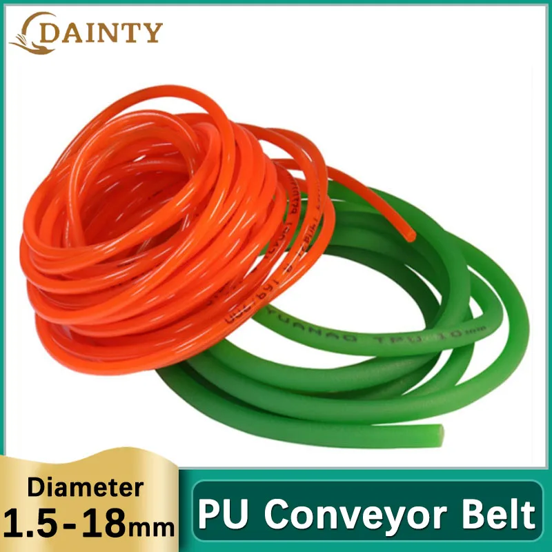 

Polyurethane Conveyor Belts Green Round PU Drive Belt Red Strip Meltable Cord Diameter 1.5/2/2.5/3/3.5/4/5/6/7/8/10/12/15mm