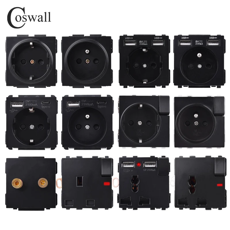Зарядное устройство COSWALL C1 E20 X2 L1 S08 черное Универсальное зарядное USB стандарта