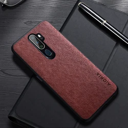 Luxury Leather Business Phone Case - Simple Design for Oppo F11 Pro (Coffee)