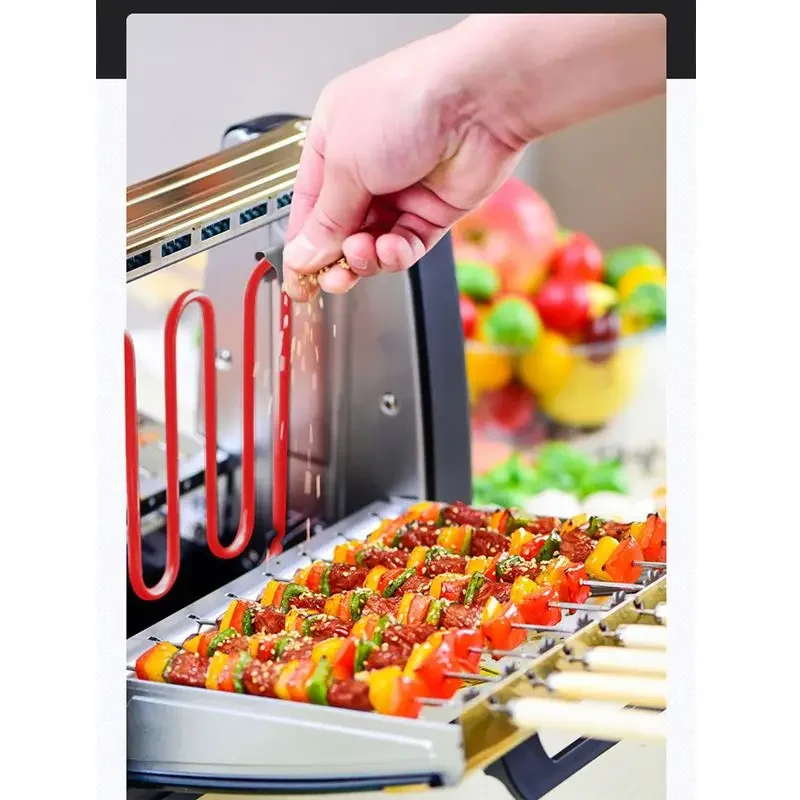 Electric Barbecue Grill Skewers Machine Household Smokeless Automatic Rotating Barbecue Meat Machine 3