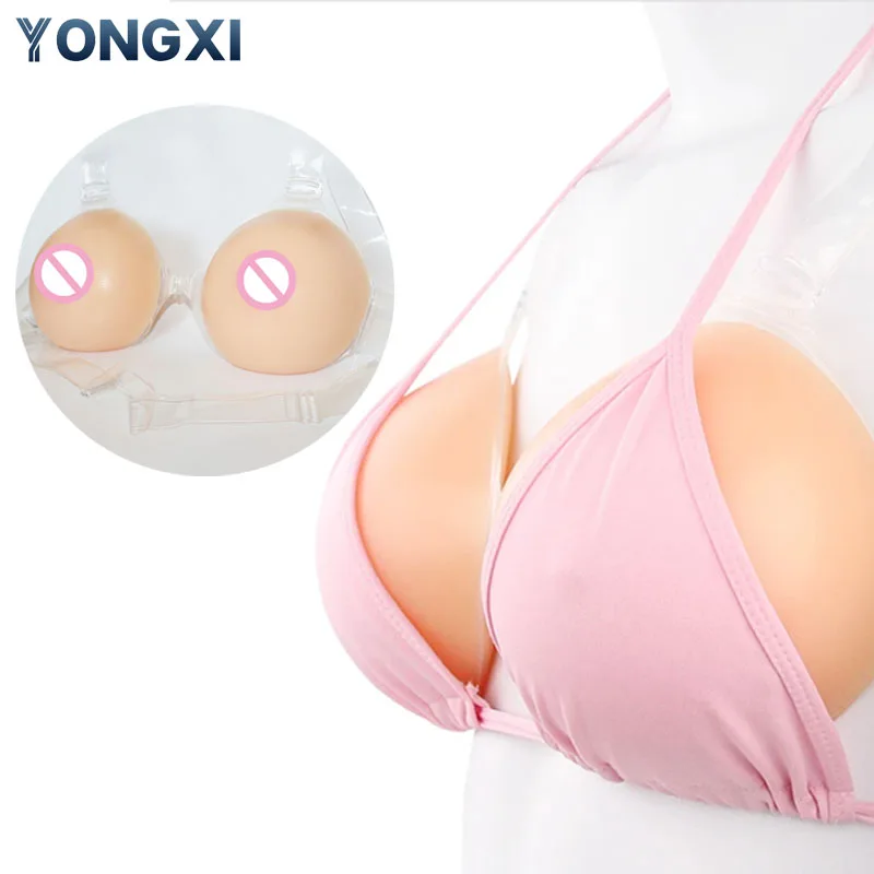 

YONGXI Silicon Pusssy for M en Fake Breast With Transparent Shoulder Strap Huge Boobs for Mastectomy Drag or Sissy Dresses