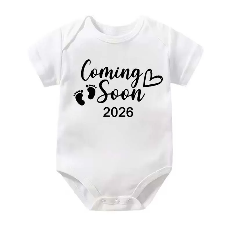 Barboteuse à manches courtes pour bébés garçons et filles, vêtements amusants avec lettres imprimées, combinaison pour nouveau-né, 2026