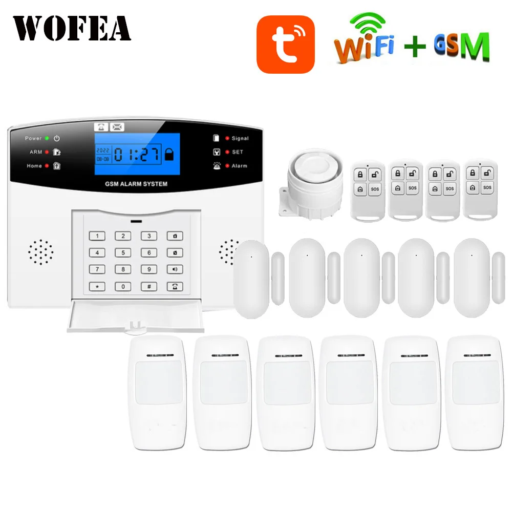 Wofea Tuya Smart life WIFI GSM Alarm System Home Security Burglar Alarm Voice Remind LCD Keyboard Supprot Alexa & Google Home