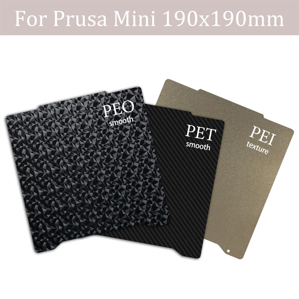 

For Prusa Mini 190x190mm Upgrade Build Plate Double Sided Smooth PEI Textured PEI Powder Coated Spring Steel Sheet Magnetic Bed