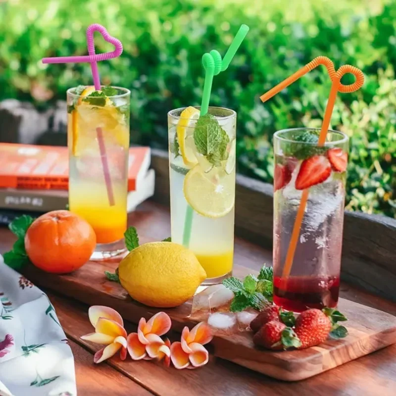 Description Picture 5 of item1000/100PCS Fluorescent Plastic Straws Multicolor Disposable Bendable Drinking Straw for Milk Cola Tea Cocktail Party Supplies