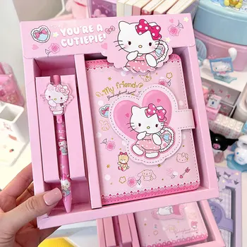 Sanrio Notebook Gel Pen Hello Kitty Cinnamoroll Kuromi Notepad Portable Notebook Stationery Set Office School Supplies Gifts 1