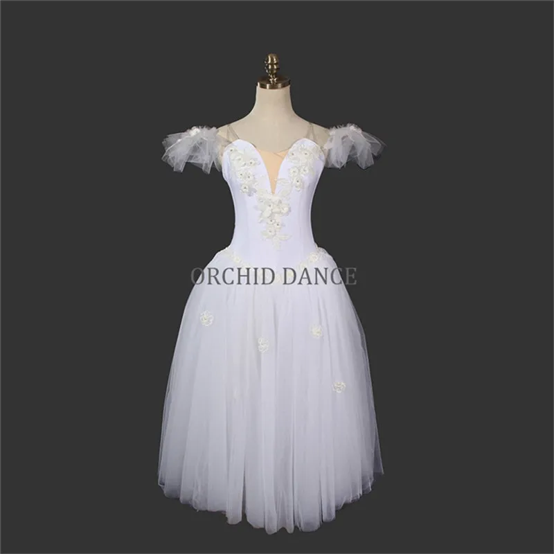 

Hot Sale Professional High Quality Kids Girls Long Performance Wear White Popular Ballet Romantic Tutu