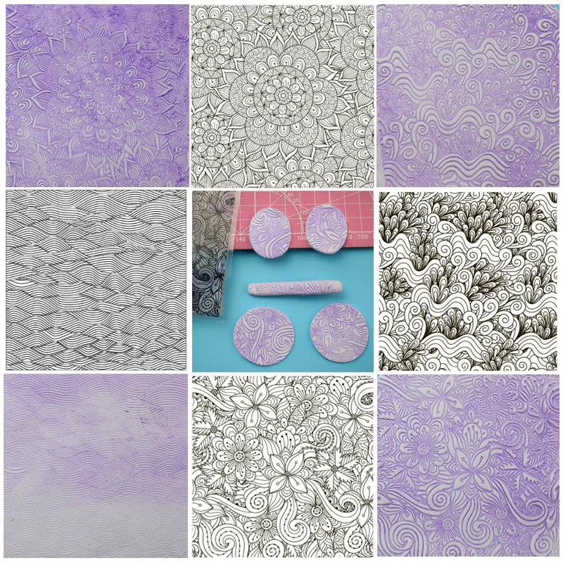 Mandala Pattern Polymer Clay Texture Stamp Sheets Art Clay Craft Supplies  Kits DIY Emboss Individual Design Pottery Tools 9x9cm