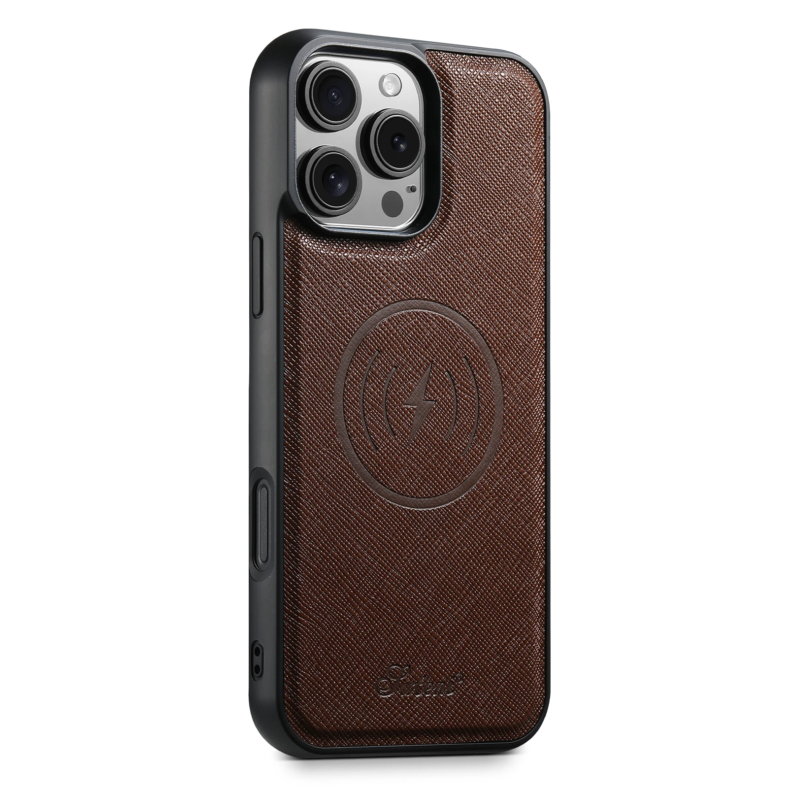 SUTENI حافظة هاتف شحن لاسلكي فاخرة من جلد البولي ي...