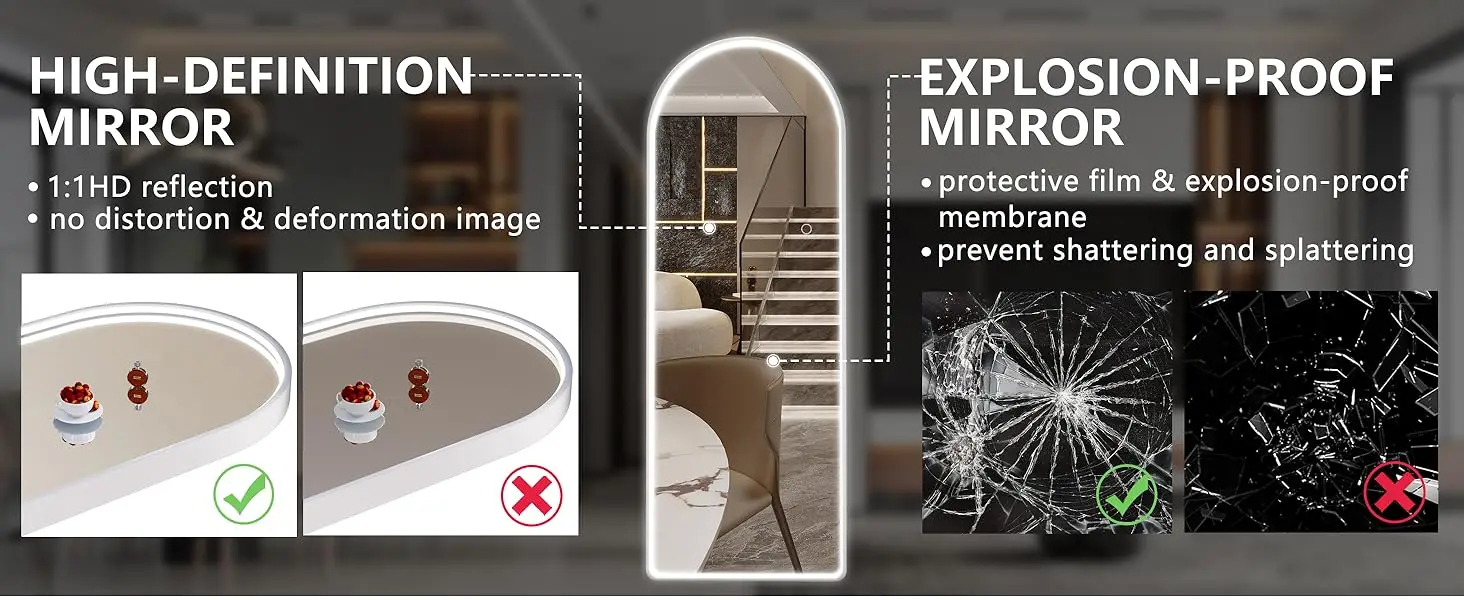 floor mirror with lights