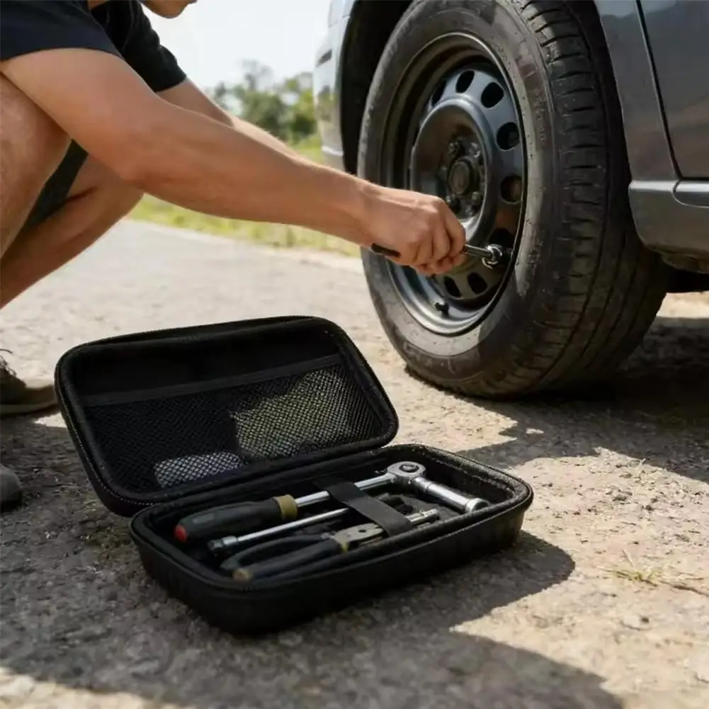 Portable Hard Shell Tool Storage Bag Carbon Fiber EVA Case Waterproof Organizer Box for Car Tools Electronics Accessories C P6K9