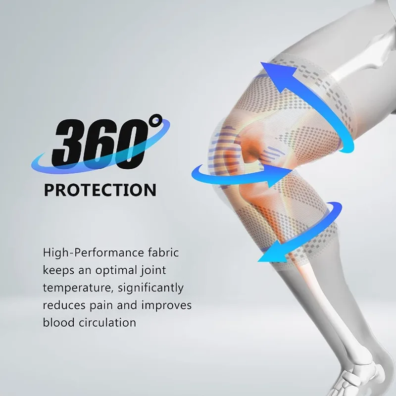 Knee Brace Knee Pad Knee Support Knee Wraps 1Pc Silicone Spring Sports Knee Brace Strap Patella Medial Support Strong Meniscus Compression Unisex Sport Protection Pads
