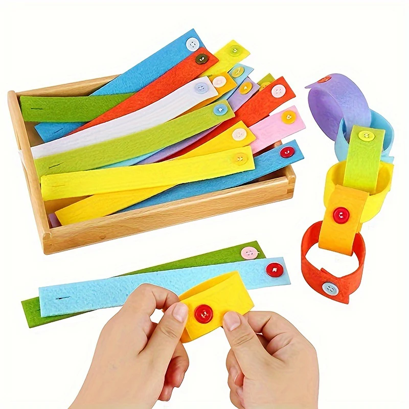 Educational Operation Kindergarten Mate 10pcs/20pcs/30pcs Felt Toys Teaching Aids Button Bracelet Diy Montessori Early Education - 4