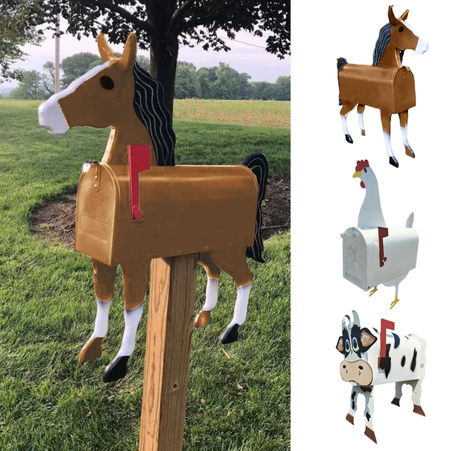 Nagy Kapacitású Lakberendezési Ajándék Újrafelhasználható Postaláda Vasművészet Kívül A Kerti Farm Posta Felszerelve, Könnyen Telepíthető Vízálló Állat Alakja - Image 3