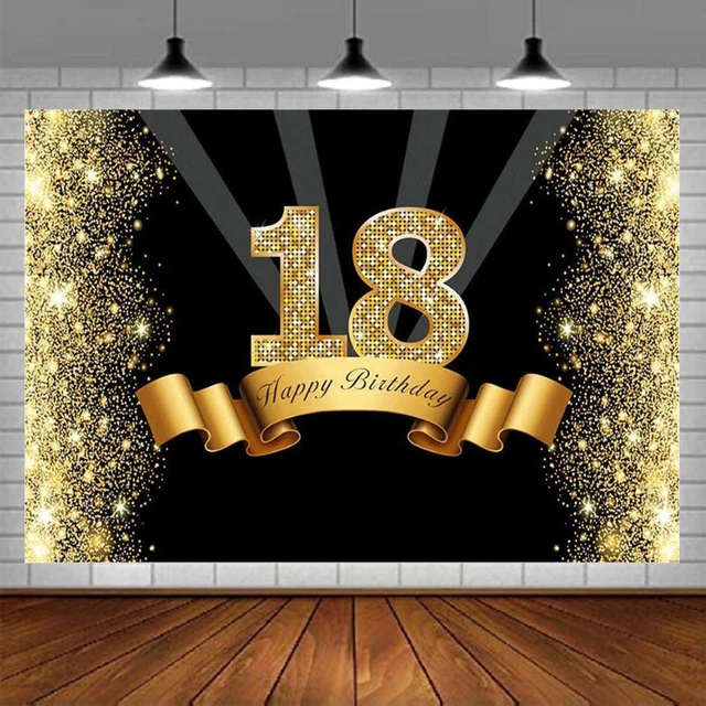 18 Ans Decoration Anniversaire, Toile De Fond Anniversaire 18 Ans Noir Et  Or, Fond Photo Anniversaire 18 Ans, BannièRe Joyeux Anniversaire 18 Ans,  Pour En DéCoration De FêTe Pour GarçOns Filles… 