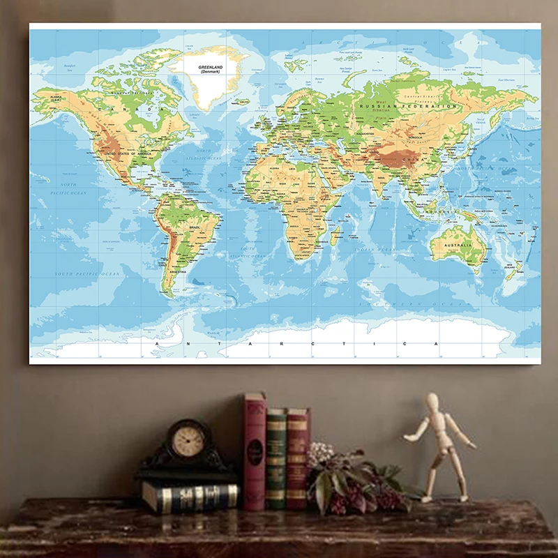 

120x80cm Non-woven Fabric School Decoration Wall Stickers Office Supplies Geographic Theme Background World Map