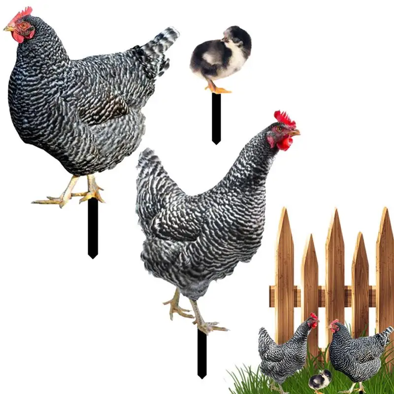Metal Chicken Yard Stakes Metal Hen And Chicks Garden Stakes 3X Weather-Resistant Iron Hen Chicks Spikes For Landscape Easter