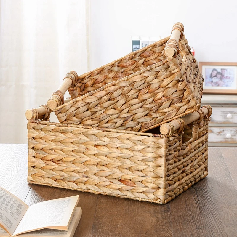 Rectangular Storage Basket Rectangular Boxes Handles Kitchen Storage Basket Woven Aliexpress