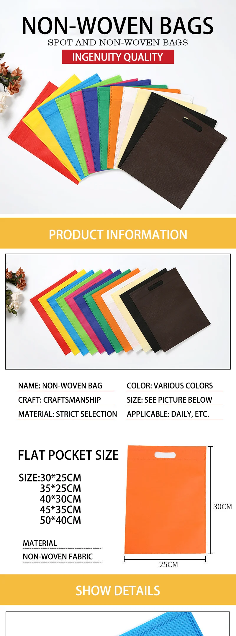 Customized Nonwoven Bags with Your Logo – Durable, Eco-Friendly, Reusable Tote Bags – I... - SKU CNB09274 - UGI Packaging