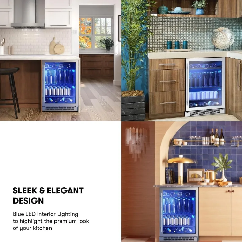 24 Inch Wine Fridge Single Zone Under Counter-Countertop Beverage and Wine Cooler Cellars Cabinet Bar Drink Refrigerator