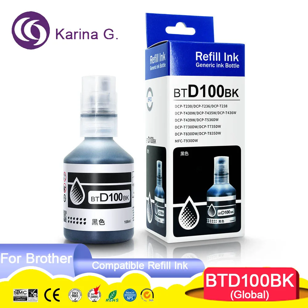 BTD100 BTD-100 BTD100BK Premium Compatible Color Bulk Water Based Bottle Refill