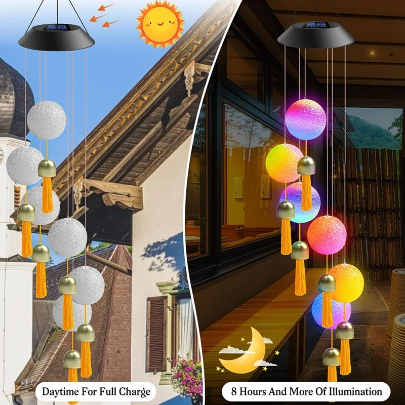 Carillons éoliens en boule de cristal, changement de couleur, carillon  décoratif suspendu pour Patio jardin maison extérieur - AliExpress