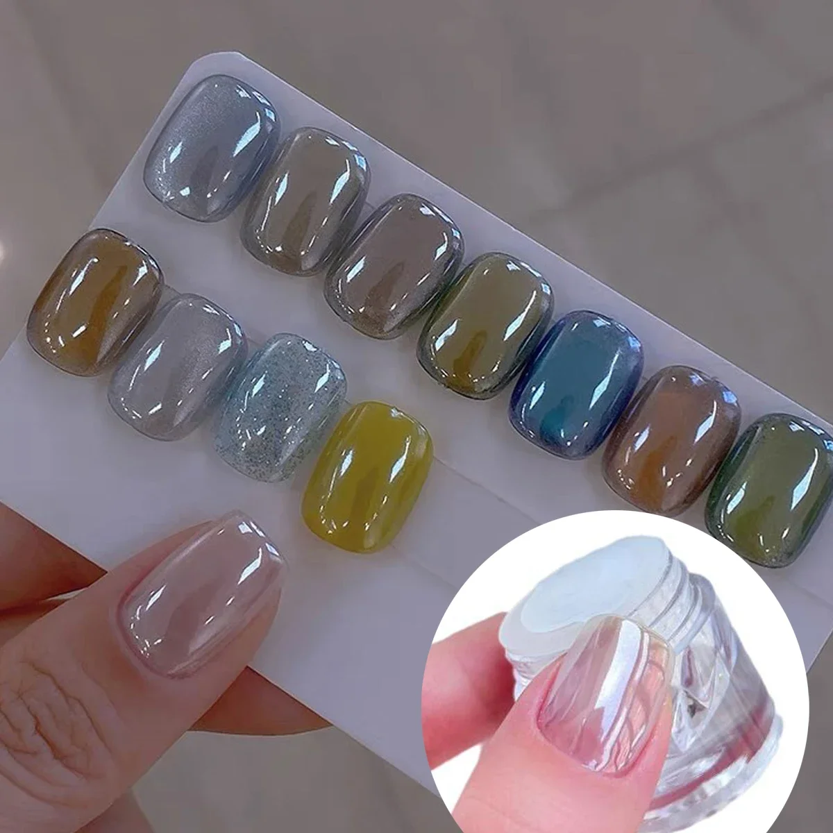 1 Jar Iridescent Pearl Effect Nail Art Powder - Mirror Chrome Aurora Mermaid Finish
