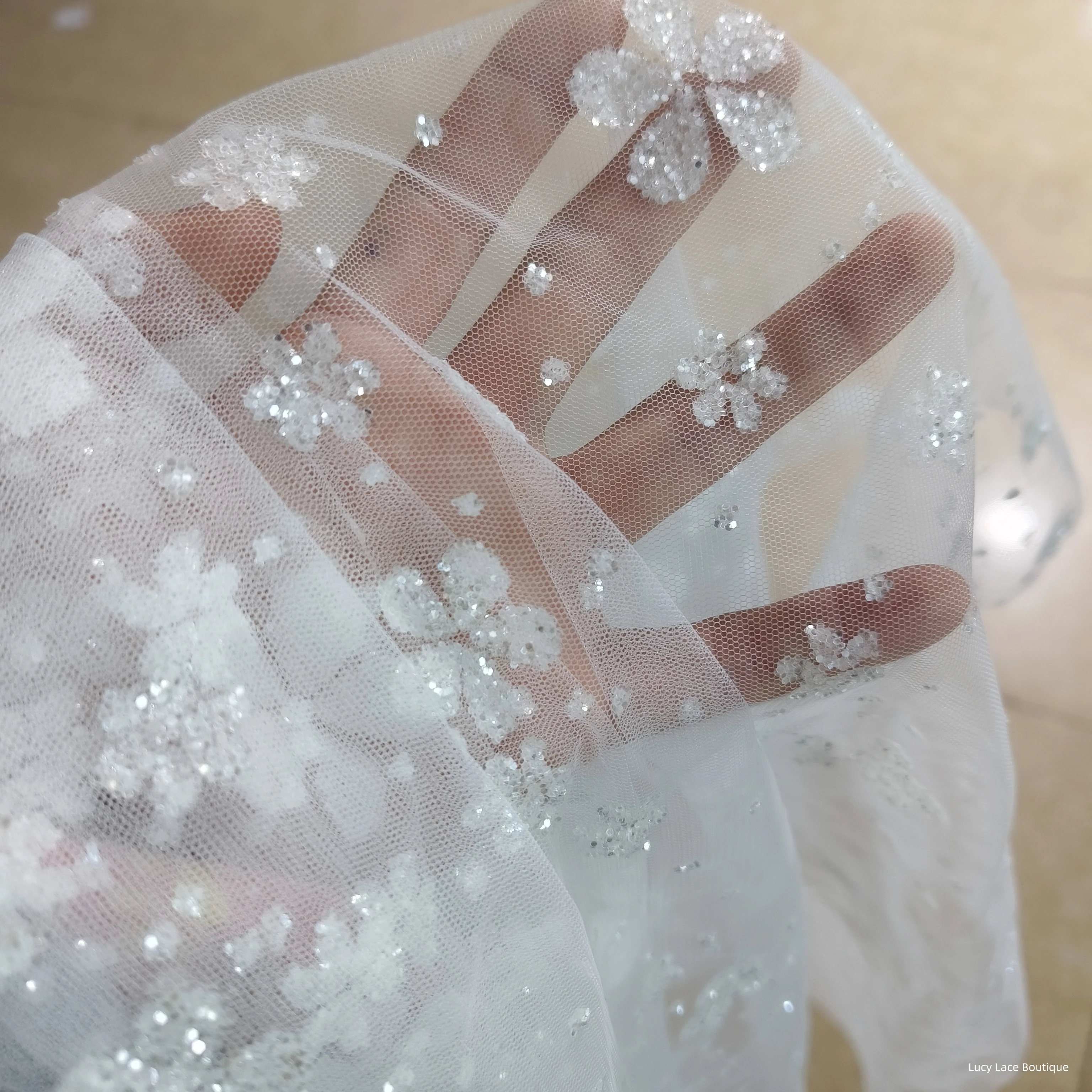 2021 NEW Arrival Off White Glitters Net Tulle Mesh Lace Fabric Delicate  Florals 1 Meter Dress Material Shiny - AliExpress 15
