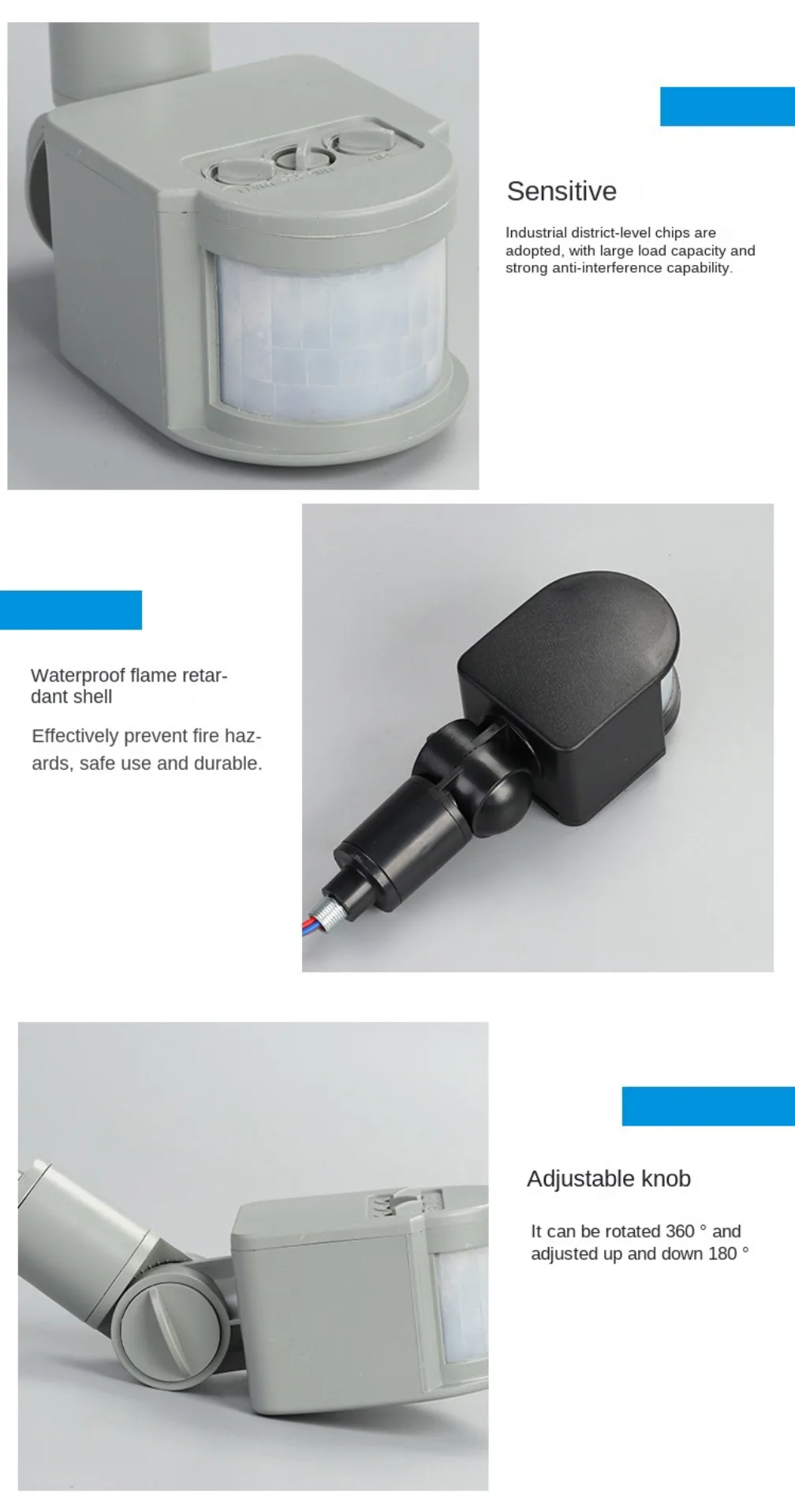 110-220V, DC 12-24V, Sensor de Movimento, Temporizador,