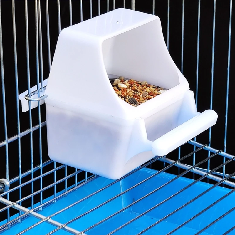 95AA Bird Feeder with Perch Plastic Parakeet Food Dispenser for Cage Splash-Proof Detachable Easy to Clean Cage Accessories