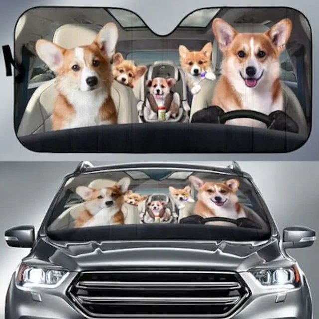 Corgi Familie Lustige Sichere Und Fahrer Auto Sonnenschutz Personalisierte  Sonnenschirm, Benutzerdefinierte Tier Muster Sonnenschirm, STIL FÜR AUTO -  AliExpress