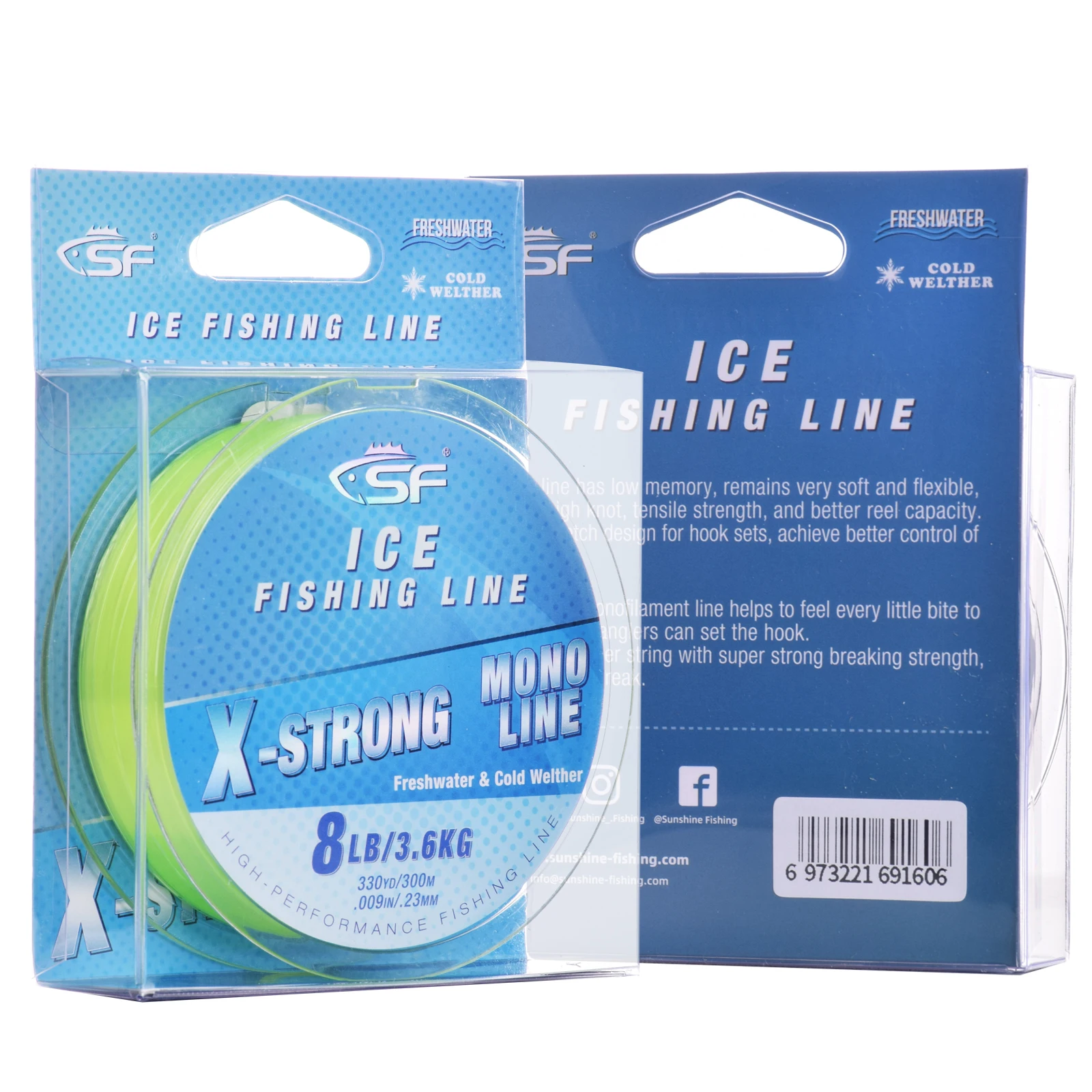 SF 300M X-Strong Monofilament Ice Fishing Line - 3/4/6/8LB Fishing Wire Freshwater 5