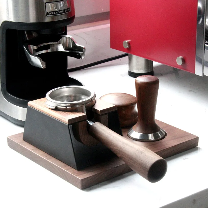 

Coffee Tampers Holder Mat Anti Slip Coffee Tampering Station Pad Walnut Wood Station Barista Tamping Stand Coffee Accessories