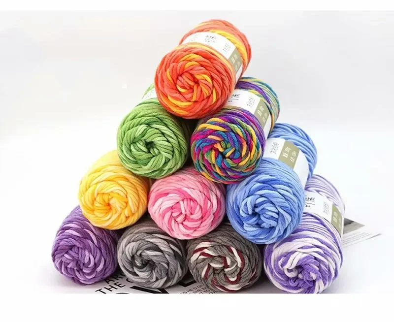 100Grams/Ball DIY Milk Cotton Knitting Yarn Soft Baby Scarf Hats Dolls Needle Line Hand Knitting Dyed Wool Yarn 6