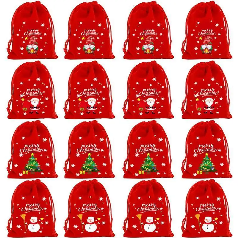 Christmas Velvet Bag Christmas Gift Bag Christmas Candy Bag Christmas Creative Large Drawstring Candy Bag Gift Packaging Bag