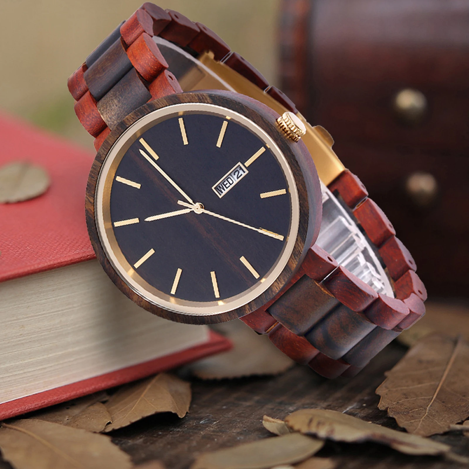 New Couple Wooden Watch, Pointer Type Quartz Sandalwood Watch, Multi-Functional Decorative Double Calendar Watch,bracelet