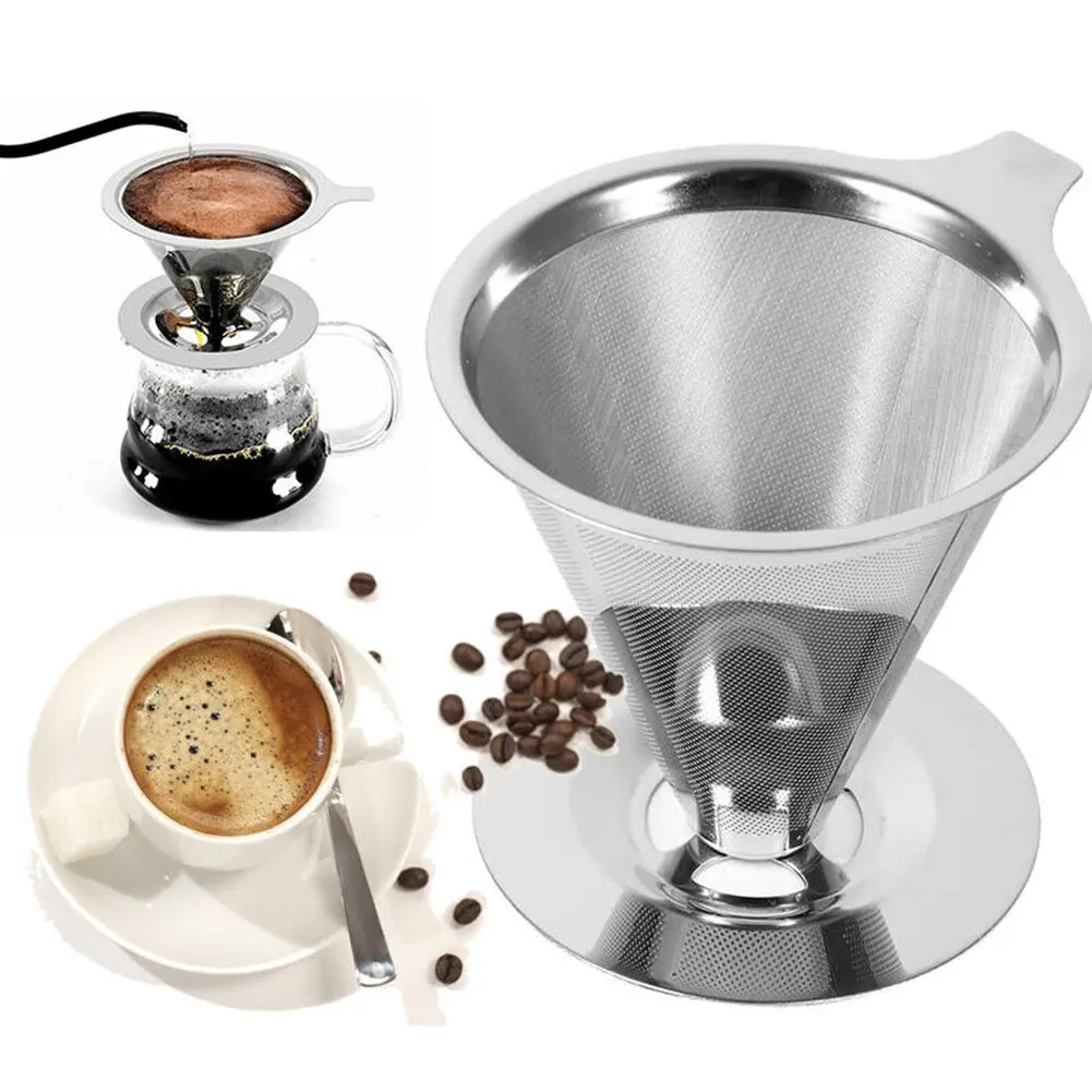 Coffee Filter Holder Reusable Double Layer 304 Stainless Steel Coffee
