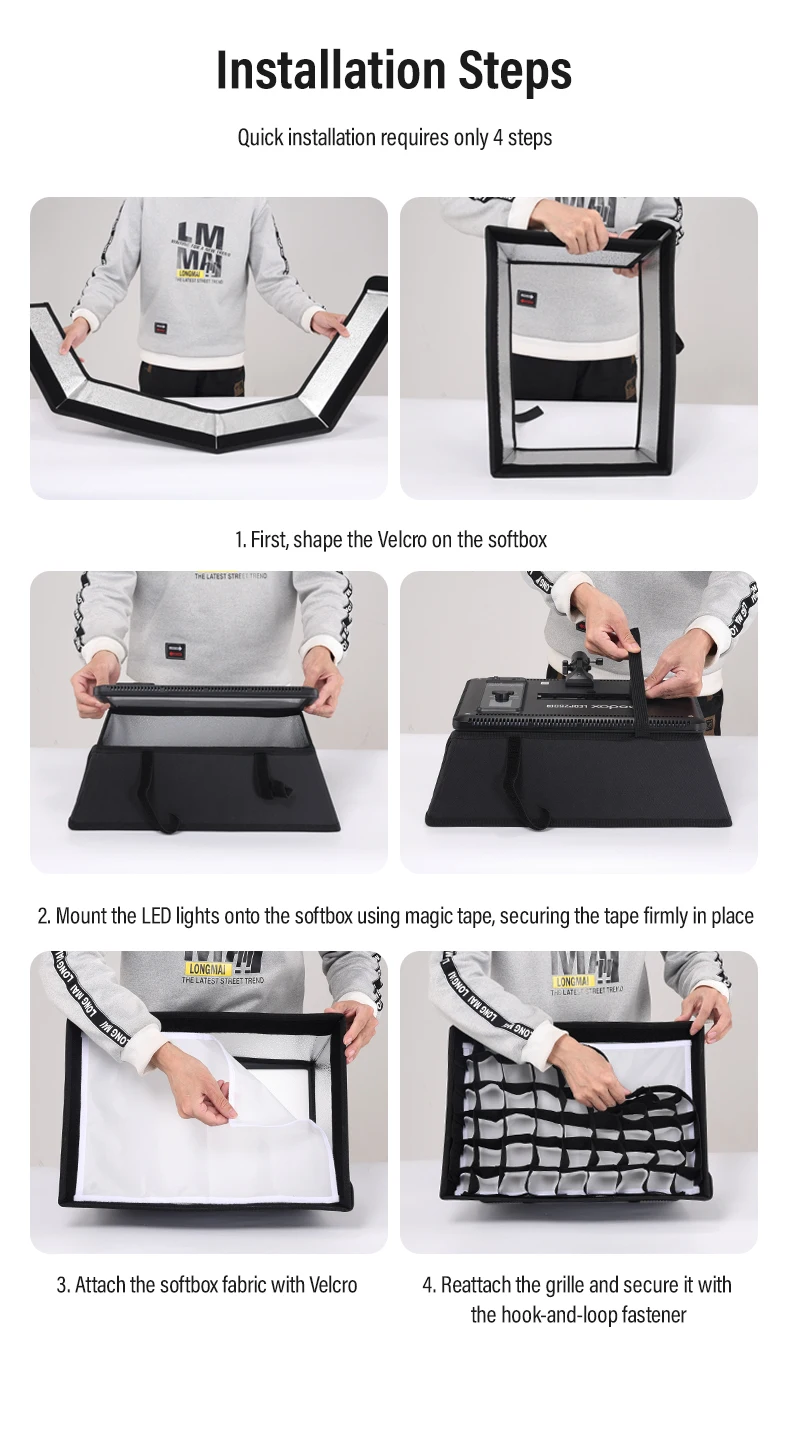 Foldable Softbox for Godox LEDP260C Video Light Portable Softbox Diffuser with H