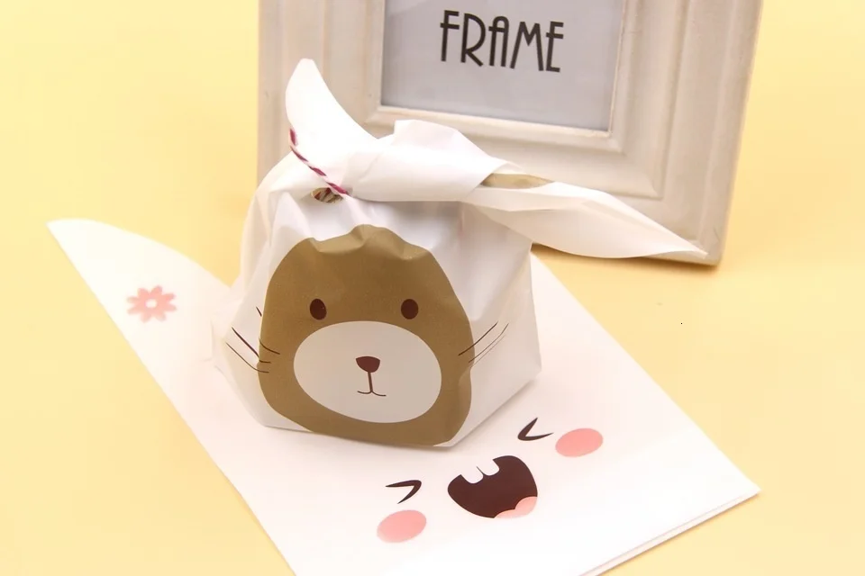 Description Picture 3 of item50PCS Rabbit Ear Bags Cookie Plastic Bags&Candy Gift Bags Party Favors DIY Biscuits Snack Baking Package Event Party Supplies