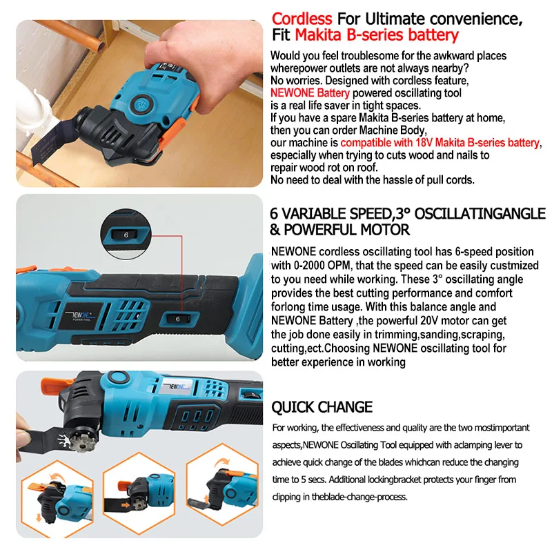 20V Multi-tool 18V Multifunctional tools Oscillating Power Tools For makita 18v battery Trimmer Renovator multifunctional 4