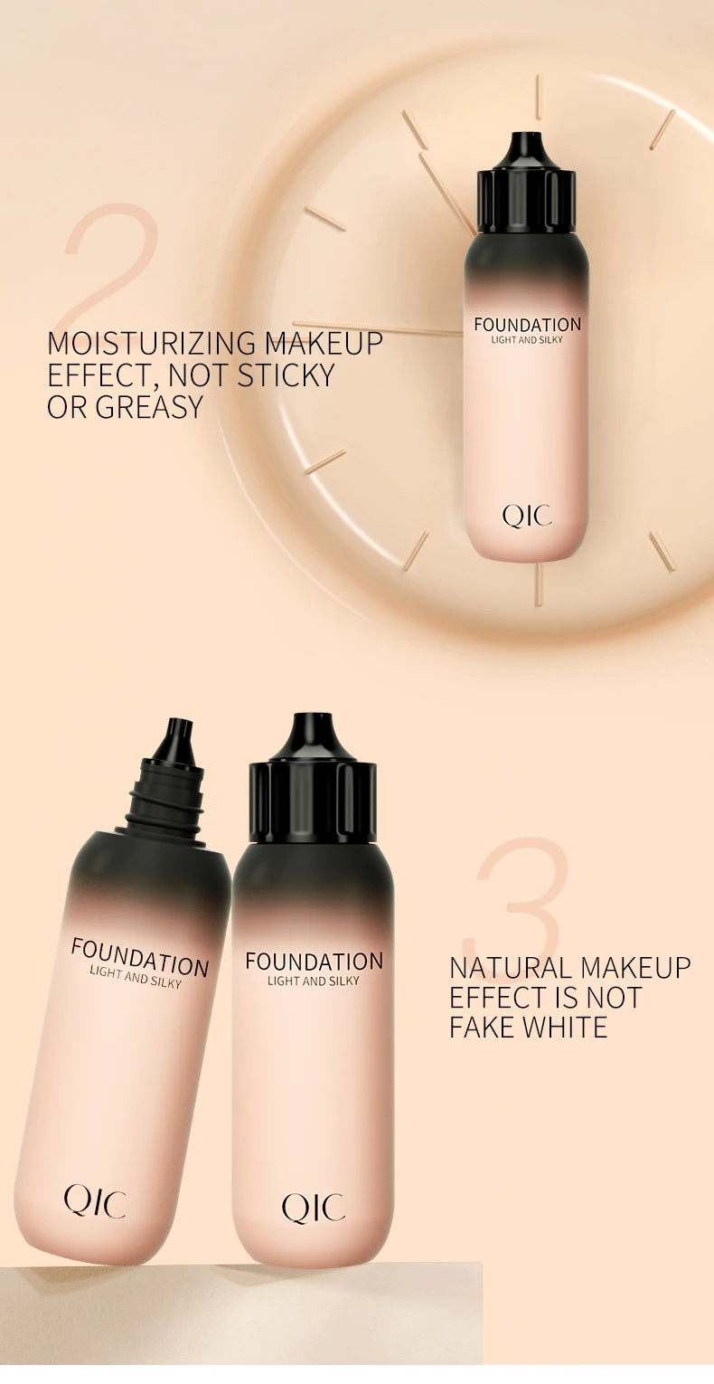 Description Picture 6 of item2 Shade Full Coverage Concealer Liquid Foundation makeup high coverage Base makeup cushion Foundation cream Natural Matte