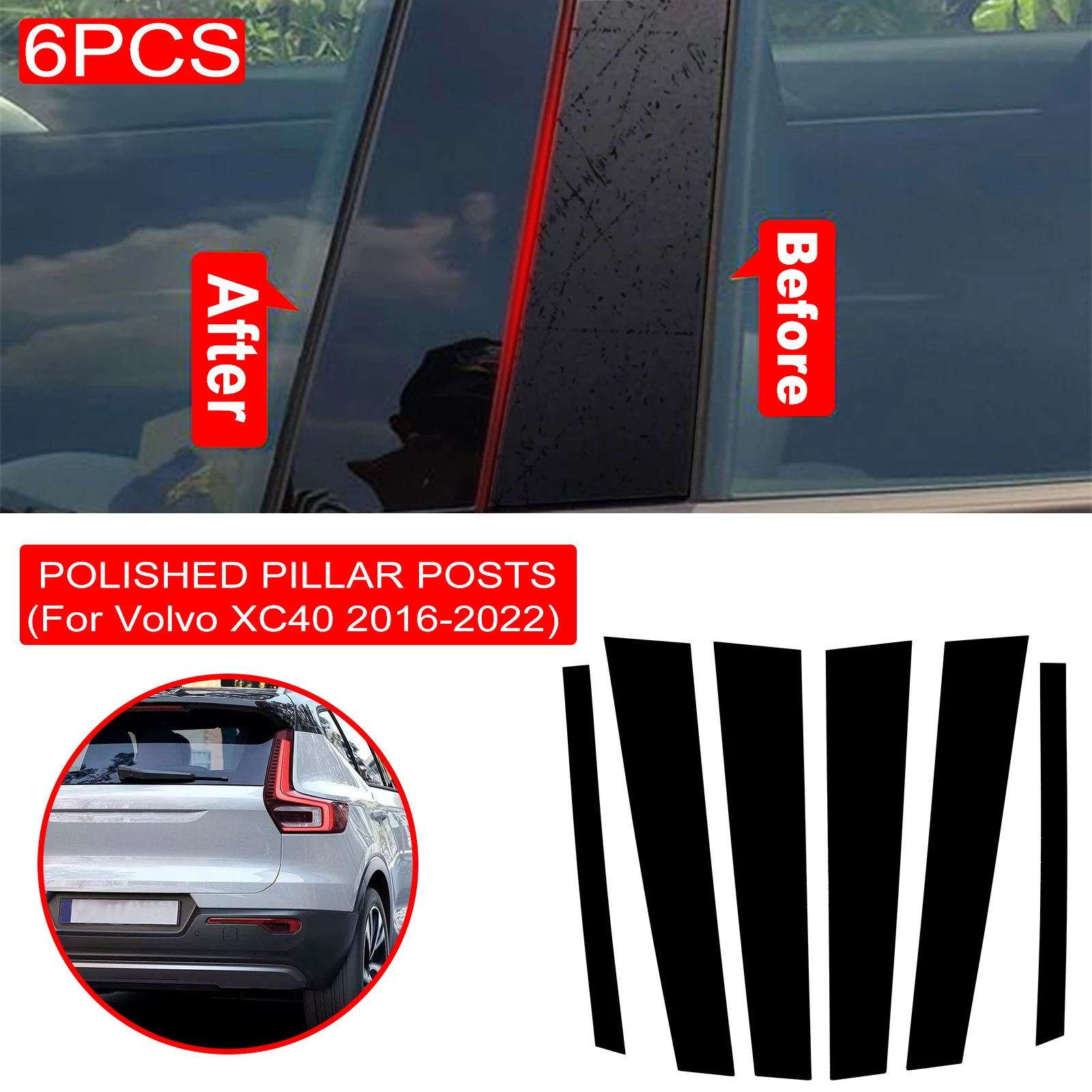  XC40 2016-2022   Ʈ 6PCS ڵ â Ʈ Ŀ BC  ƼĿ ׼
